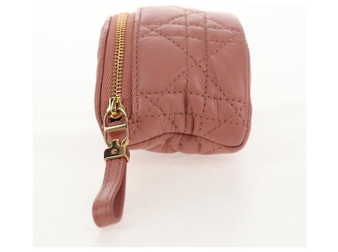 Pochette Canage Christian Dior in pelle di agnello rosa e oro Auth bs31470SAV D'oro - vista 3