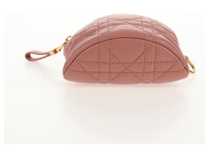 Pochette Canage Christian Dior in pelle di agnello rosa e oro Auth bs31470SAV D'oro - vista 6
