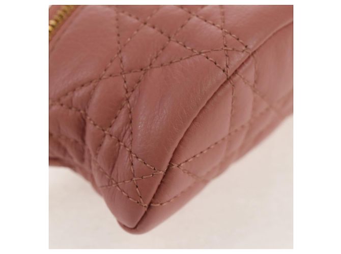 Pochette Canage Christian Dior in pelle di agnello rosa e oro Auth bs31470SAV D'oro - vista 7