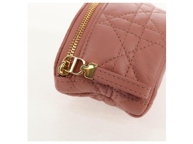 Pochette Canage Christian Dior in pelle di agnello rosa e oro Auth bs31470SAV D'oro - vista 9