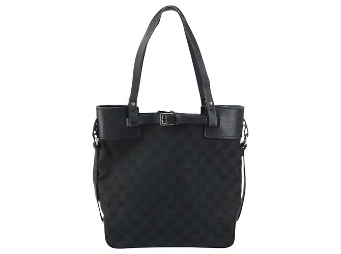 GUCCI GG Canvas Tote Bag Schwarz Silber 107757 Auth 156922 - Ansicht 13