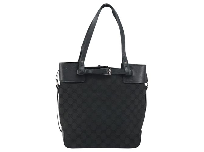 GUCCI GG Canvas Tote Bag Schwarz Silber 107757 Auth 156922 - Ansicht 2