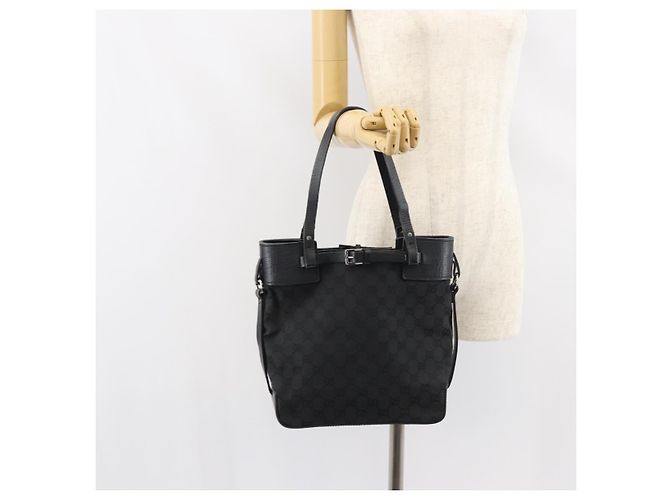 GUCCI GG Canvas Tote Bag Schwarz Silber 107757 Auth 156922 - Ansicht 22