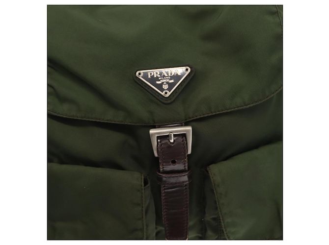 PRADA Backpack Nylon Khaki Silver Auth ti3500 Silvery - view 21