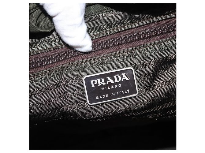 PRADA Backpack Nylon Khaki Silver Auth ti3500 Silvery - view 22