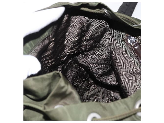 PRADA Backpack Nylon Khaki Silver Auth ti3500 Silvery - view 24
