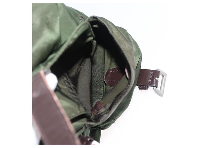 PRADA Backpack Nylon Khaki Silver Auth ti3500 Silvery - view 27