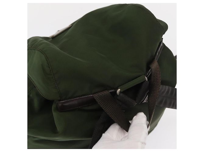 PRADA Backpack Nylon Khaki Silver Auth ti3500 Silvery - view 6
