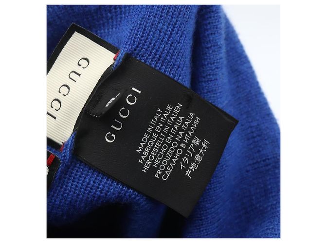 GUCCI NY Strickstoffmütze aus Wolle Blau Auth am10088V - Ansicht 12