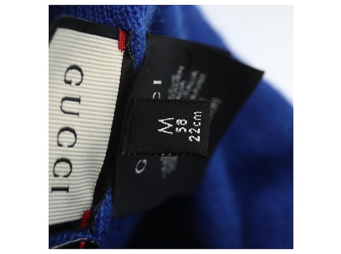 GUCCI NY Strickstoffmütze aus Wolle Blau Auth am10088V - Ansicht 13