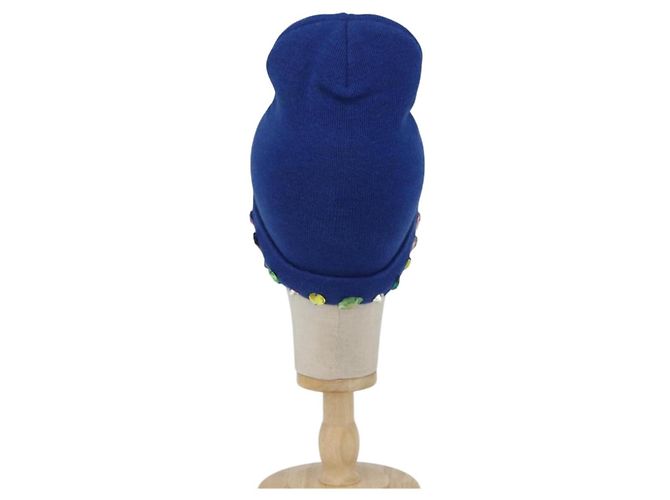 GUCCI NY Strickstoffmütze aus Wolle Blau Auth am10088V - Ansicht 3