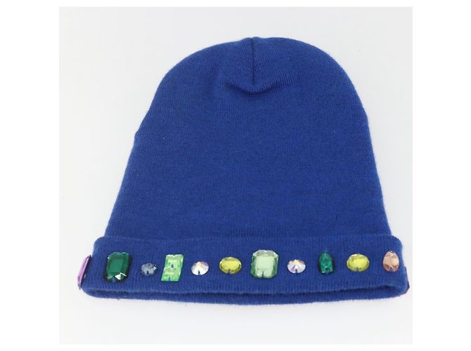 GUCCI NY Strickstoffmütze aus Wolle Blau Auth am10088V - Ansicht 7