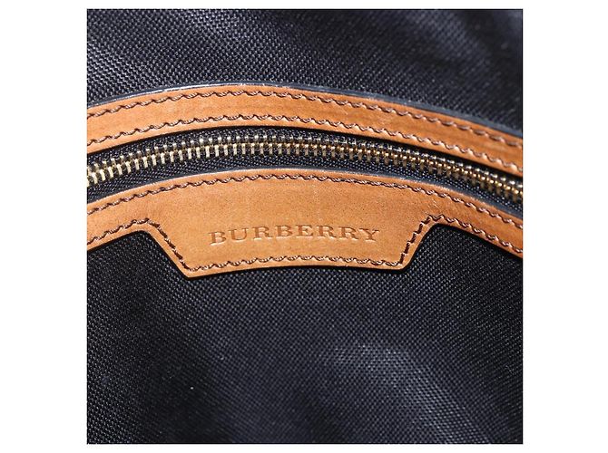Bolsa de mão Nova Check em PVC da BURBERRY 2 vias Bege Ouro Auth fm4955 Dourado - vista 19
