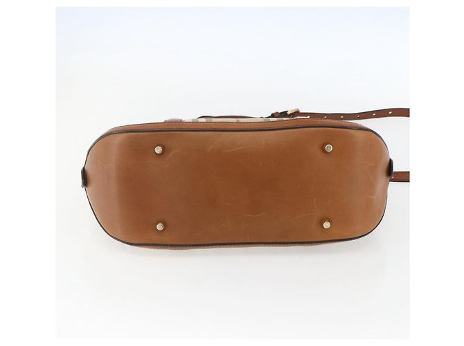 Bolsa de mão Nova Check em PVC da BURBERRY 2 vias Bege Ouro Auth fm4955 Dourado - vista 5
