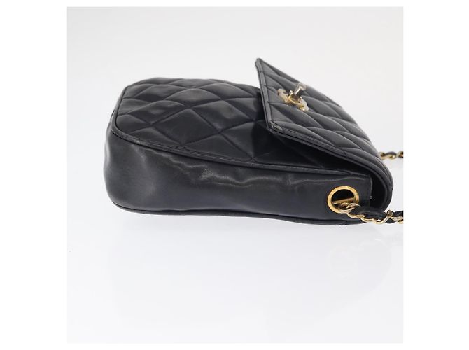 CHANEL Borsa a Spalla Matelassé in Pelle di Agnello Blu Navy Oro CC Auth 156505 D'oro - vista 3