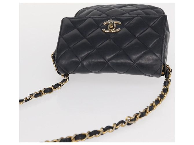 CHANEL Borsa a Spalla Matelassé in Pelle di Agnello Blu Navy Oro CC Auth 156505 D'oro - vista 6
