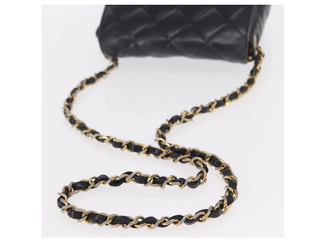 CHANEL Borsa a Spalla Matelassé in Pelle di Agnello Blu Navy Oro CC Auth 156505 D'oro - vista 7