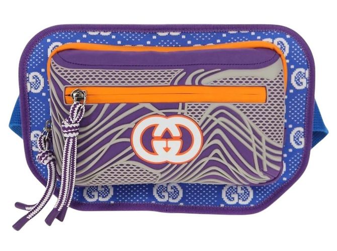 Borsa a vita GUCCI in nylon blu argento 752102 Auth BA8729V - vista 13
