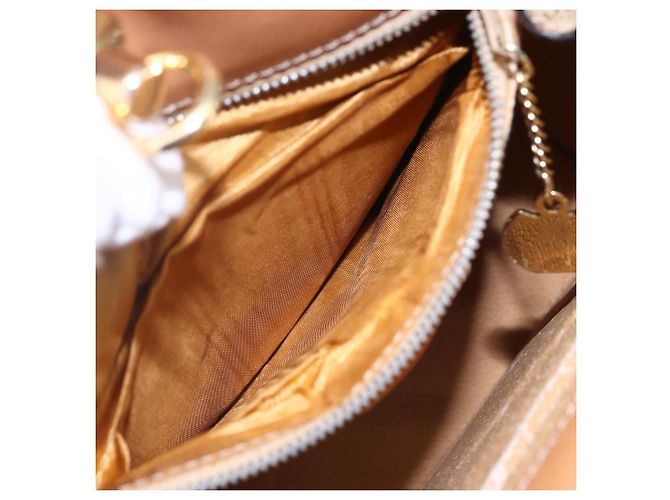 Céline Borsa a mano in tela Macadam CELINE PVC beige oro Auth mr1651 D'oro - vista 11