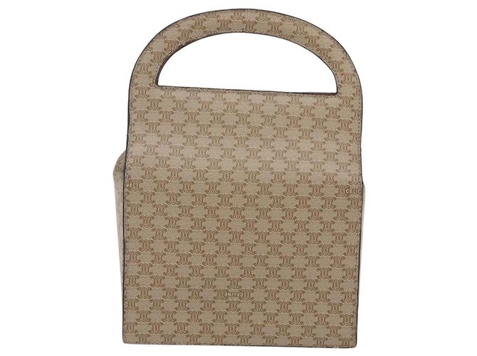 Céline Borsa a mano in tela Macadam CELINE PVC beige oro Auth mr1651 D'oro - vista 2