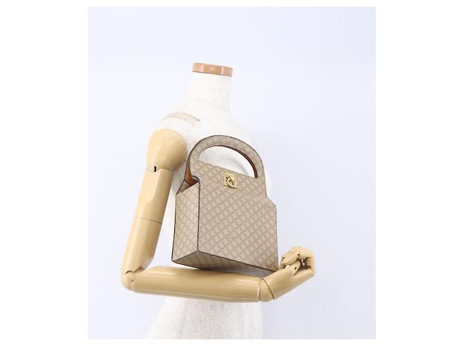 Céline Borsa a mano in tela Macadam CELINE PVC beige oro Auth mr1651 D'oro - vista 23