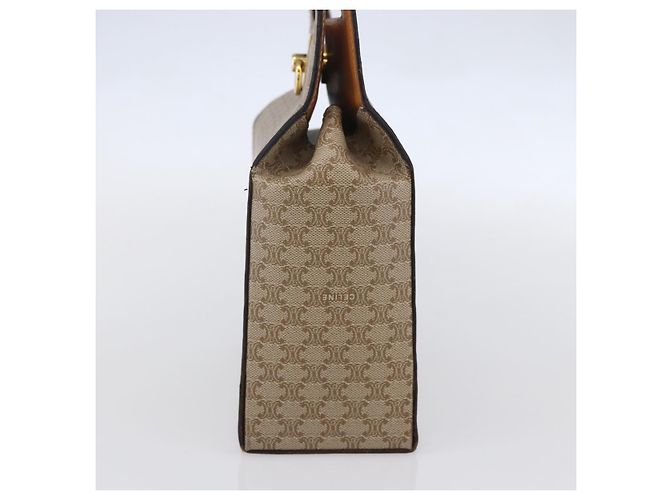 Céline Borsa a mano in tela Macadam CELINE PVC beige oro Auth mr1651 D'oro - vista 4