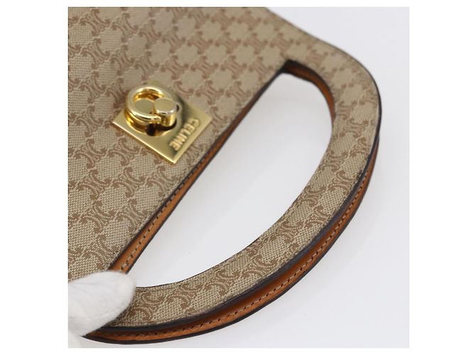 Céline Borsa a mano in tela Macadam CELINE PVC beige oro Auth mr1651 D'oro - vista 7
