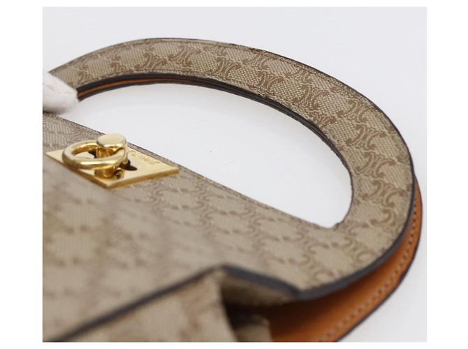 Céline Borsa a mano in tela Macadam CELINE PVC beige oro Auth mr1651 D'oro - vista 8