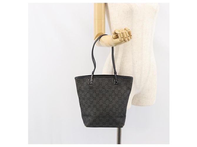 GUCCI GG Canvas Tote Bag Schwarz Silber 31244 Auth 151644 - Ansicht 21