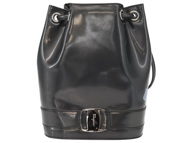 Salvatore Ferragamo Vala Backpack Leather Silver Auth BA8422 Silvery - view 13