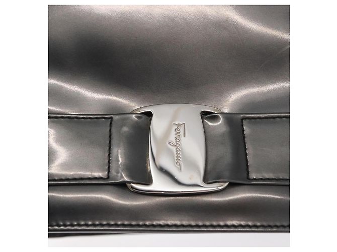 Salvatore Ferragamo Vala Backpack Leather Silver Auth BA8422 Silvery - view 17