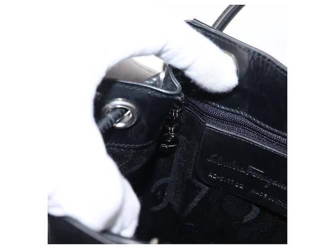 Salvatore Ferragamo Vala Backpack Leather Silver Auth BA8422 Silvery - view 20