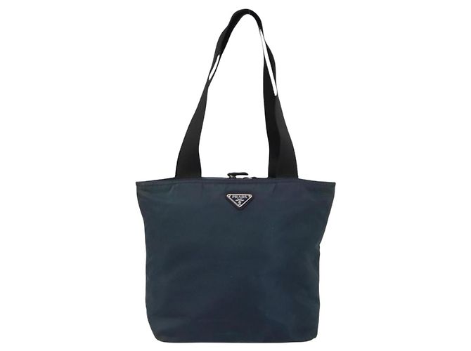 Borsa Tote PRADA in nylon blu navy argento autentica ar13817 - vista 13