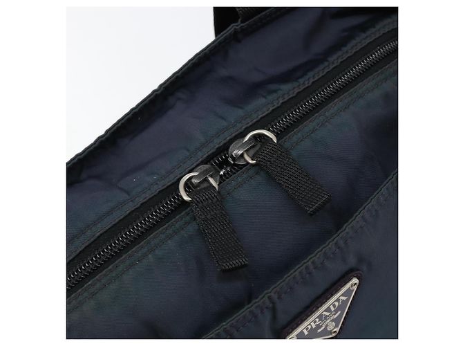 Borsa Tote PRADA in nylon blu navy argento autentica ar13817 - vista 17