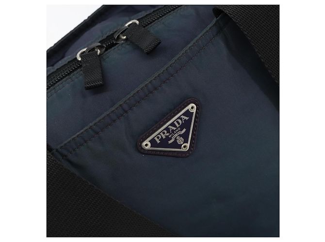 Borsa Tote PRADA in nylon blu navy argento autentica ar13817 - vista 18