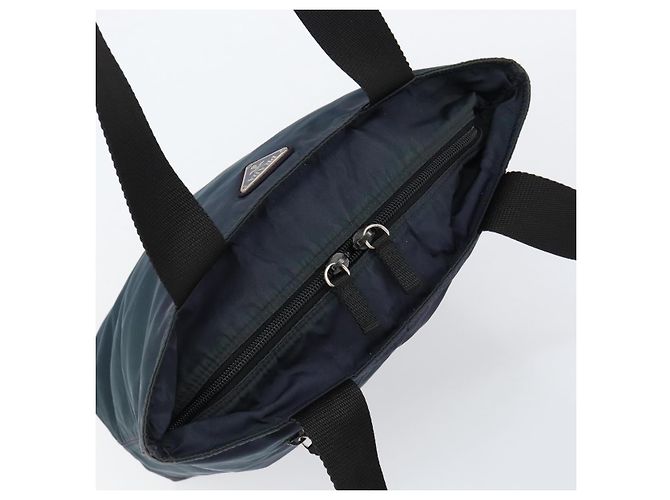 Borsa Tote PRADA in nylon blu navy argento autentica ar13817 - vista 6