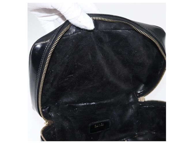 Borsa a mano Vanity Bamboo GUCCI in pelle verniciata nera e oro 032 1705 0150 Auth 151500 Nero D'oro - vista 10