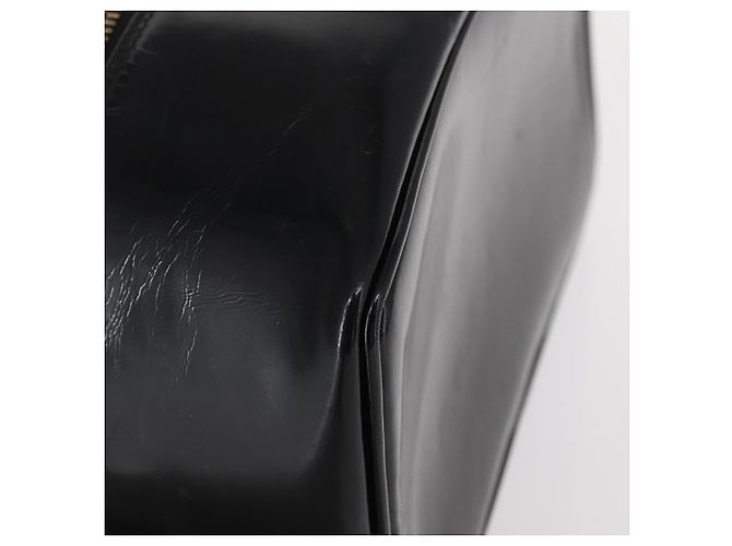 Borsa a mano Vanity Bamboo GUCCI in pelle verniciata nera e oro 032 1705 0150 Auth 151500 Nero D'oro - vista 14