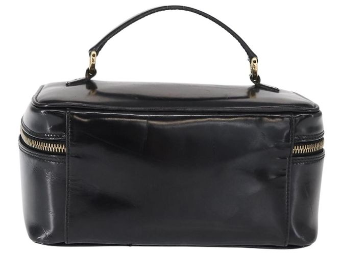 Borsa a mano Vanity Bamboo GUCCI in pelle verniciata nera e oro 032 1705 0150 Auth 151500 Nero D'oro - vista 2
