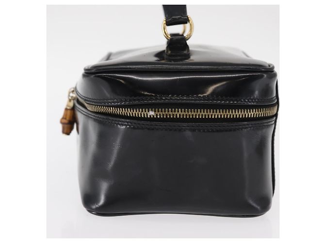 Borsa a mano Vanity Bamboo GUCCI in pelle verniciata nera e oro 032 1705 0150 Auth 151500 Nero D'oro - vista 3