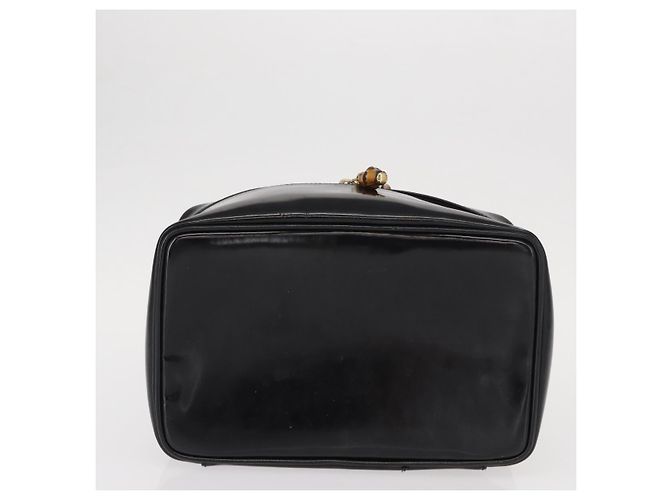 Borsa a mano Vanity Bamboo GUCCI in pelle verniciata nera e oro 032 1705 0150 Auth 151500 Nero D'oro - vista 5