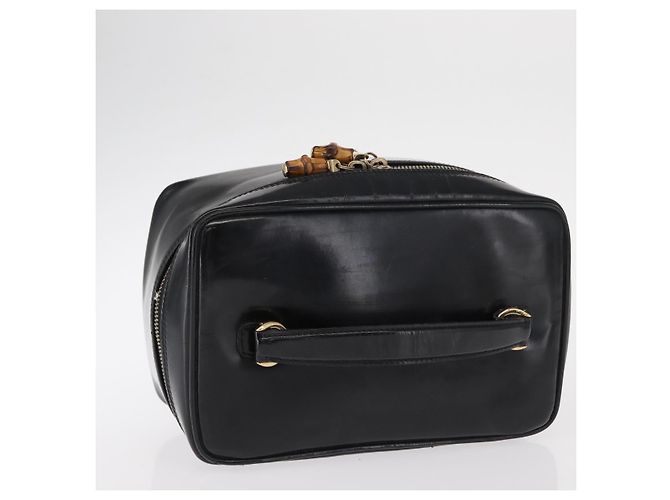 Borsa a mano Vanity Bamboo GUCCI in pelle verniciata nera e oro 032 1705 0150 Auth 151500 Nero D'oro - vista 6