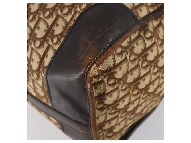Borsa Boston in tela Trotter Christian Dior Beige Oro Auth 154737 - vista 10