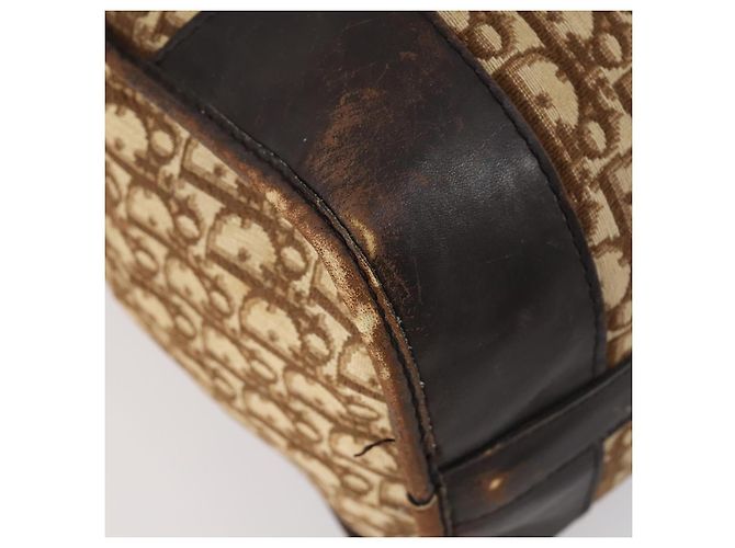 Borsa Boston in tela Trotter Christian Dior Beige Oro Auth 154737 - vista 16
