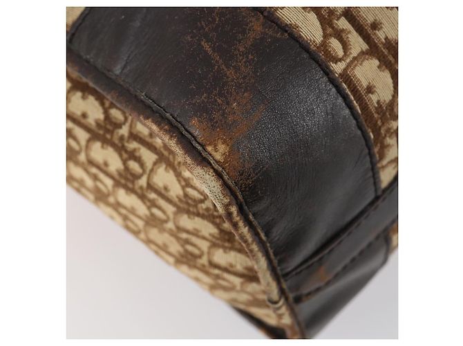 Borsa Boston in tela Trotter Christian Dior Beige Oro Auth 154737 - vista 17
