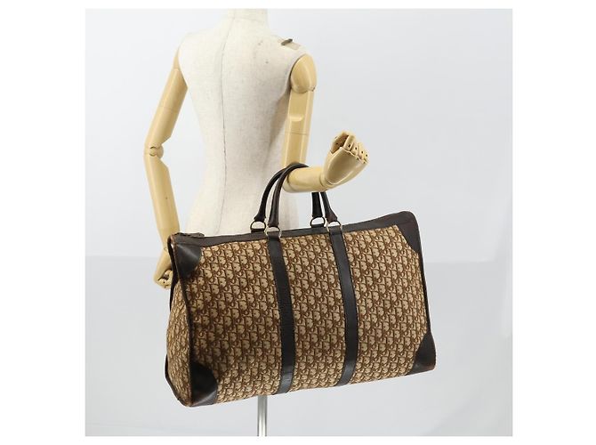 Borsa Boston in tela Trotter Christian Dior Beige Oro Auth 154737 - vista 22