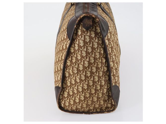 Borsa Boston in tela Trotter Christian Dior Beige Oro Auth 154737 - vista 3