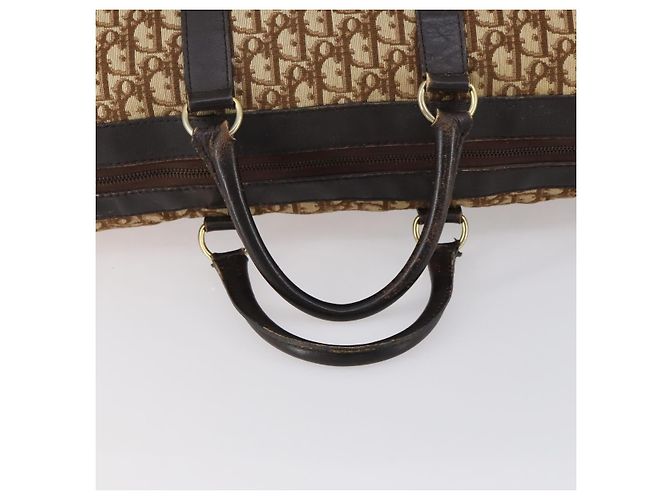 Borsa Boston in tela Trotter Christian Dior Beige Oro Auth 154737 - vista 9