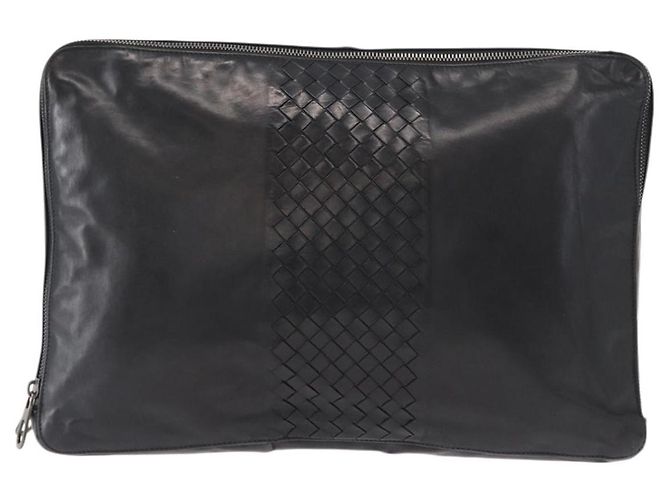 Autre Marque Borsa clutch in pelle Intrecciato Bottega Veneta nera Auth bs31360 - vista 13