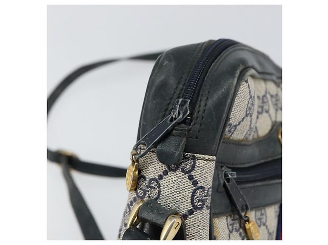 Gucci Borsa a Spalla GG Supreme Sherry Line PVC Navy Gold 010 378 Auth 155553 D'oro Blu navy - vista 10